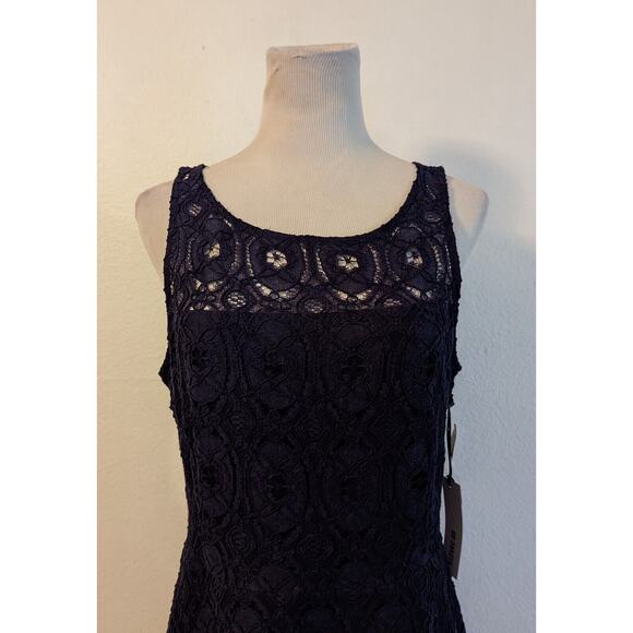BB Dakota sz 12 Dress Fit & Flare blue sleeveless tank lined sheer O3 - Picture 2 of 5